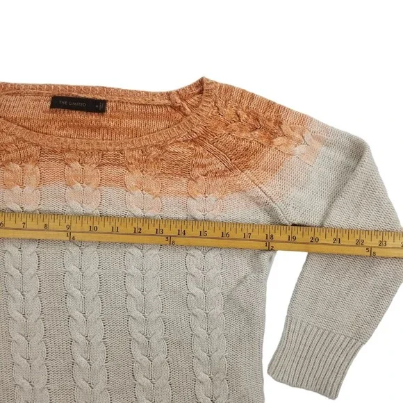 The Limited Boatneck Cableknit Sweater 3/4 Sleeve Womens Jrs Sz M  Wool Viscose - Picture 15 of 16
